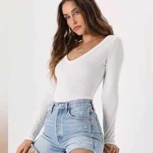 Ivory Smocked Long Sleeve Top - M